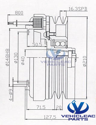 BK 2B 210 Electromagnetic Clutches Drawing BUS A/C PARTS  for Bus Air Conditioning BOCK FK 40 Compressor, BITZER 4N/4P/4T/4U compressor electromagnetic clutch