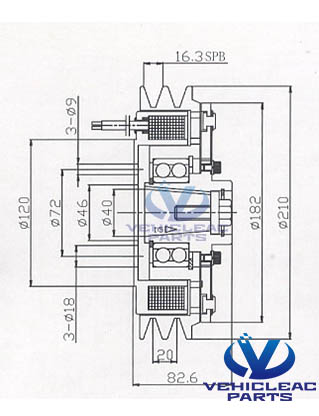 BK 2B 210W Electromagnetic Clutches Drawing BUS A/C PARTS  for Bus Air Conditioning BOCK FK 40 Compressor, BITZER 4N/4P/4T/4U compressor electromagnetic clutch