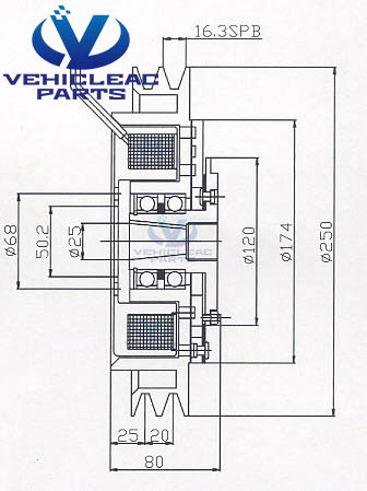 Bus A/C Parts 2B 250 Electromagnetic Clutches 4050021 Drawing for Bus Air Conditioning Hispacold Compressor