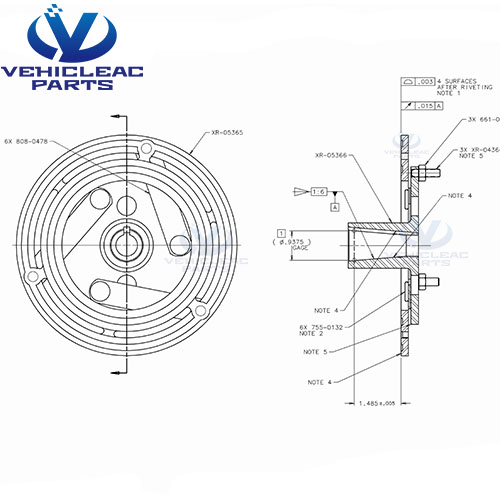 77-2392 TK bus air conditioner Compressor 2A2B Clutch Hub & Armature Assly Drawing