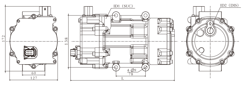 electric scroll compressor Highly EVS34 DIMENSIONS for all-electric R134A bus air conditioner system