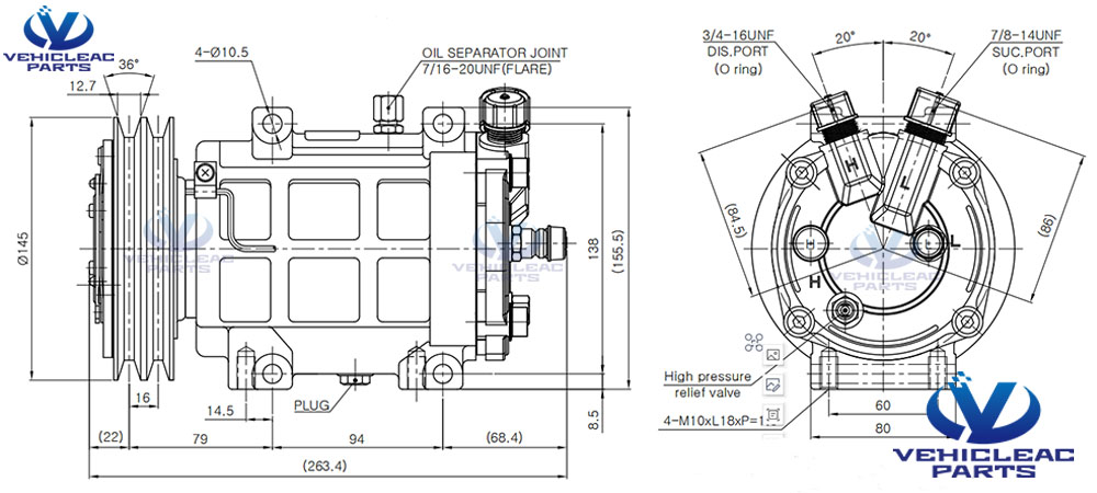 Unicla Unical UX-200 2A 145mm, UX 200 COMPRESSOR 24V Compressor for bus air conditioner compressor dimensions