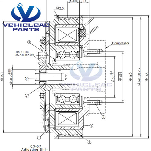 valeo tm43 compressor with 8pk 160mm clutch, clutch coil 24v, ISUZU bus air compressor