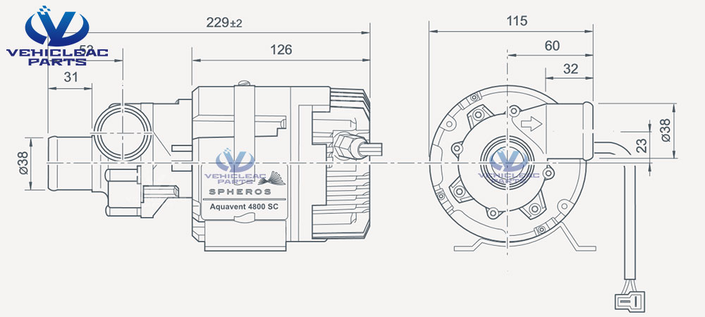 SPHEROS Water Pump Heater U4856 Drawing, AQUAVENT 6000SC, AQUAVENT 4800SC－ VEHICLEACPARTS