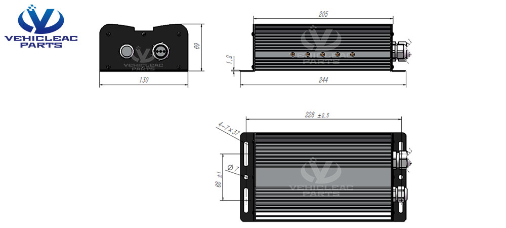 Dimensions and connections of 12V Parking Air Conditioner Scroll Compressor Controller