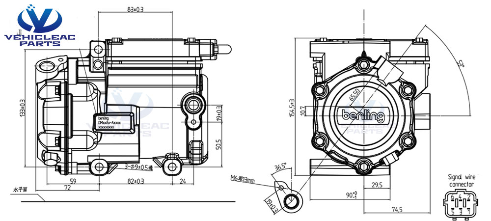 Benling DM18A7 A0128X 3800RPM, 12V DC Powered Truck Sleeper Cab Electric Scroll Compressor of 12v Parking Cooler Air Conditioner - VehicleACParts